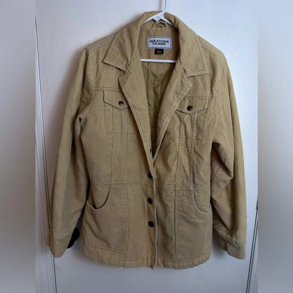 corduroy Beige Women’s Weather Tamer snap button jacket size large